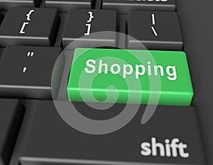 Shopping concept. Word Shopping on button of computer keyboard