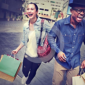 Shopping Couple Capitalism Enjoying Romance Spending Concept