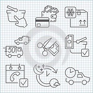 Shopping and delivery icons set