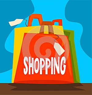 Shopping dependence, bad habit and addiction of modern society vector Illustration