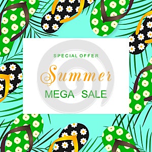 Shopping design, vector illustration. Flip-flop with pattern. Summer sale.