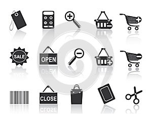 Shopping e-commerce black icon set