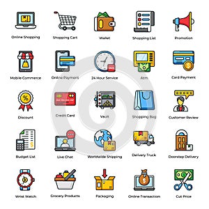 Shopping and E commerce Flat Icons Pack