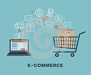 Shopping and e-commerce graphic design with icons.
