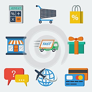 Shopping E-commerce Icons Flat