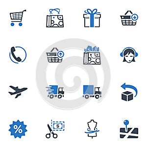 Shopping and E-commerce Icons, Set 1 - Blue Series