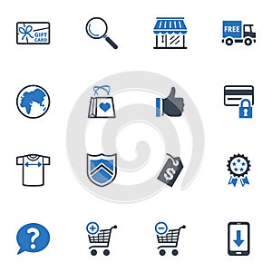 Shopping and E-commerce Icons, Set 2 - Blue Series