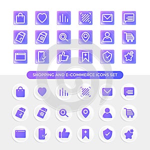 Shopping and e-commerce icons set