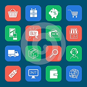 Shopping E-commerce Icons Set
