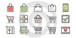 Shopping and E-commerce Icons - Thin Line Icon Set photo