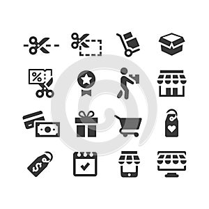 Shopping or e commerce vector icon set