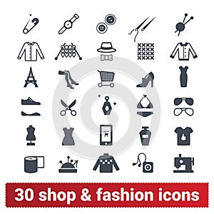 Shopping, Fashion And Retail Business Vector Icons