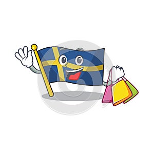 Shopping flag sweden isolated in the cartoon
