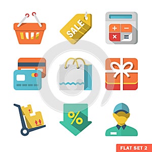 Shopping Flat icon set for Web and Mobile Applicat