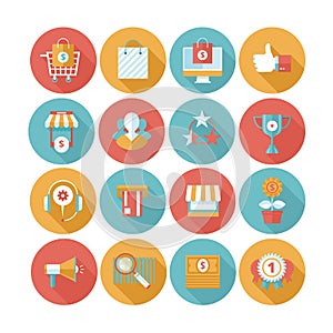 Shopping flat icons set