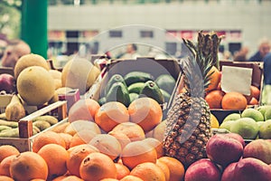 Shopping fruit on the marketplace