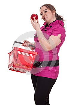 Shopping girl with apple