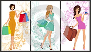 Shopping girl banner