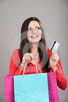 Shopping girl with a credit card