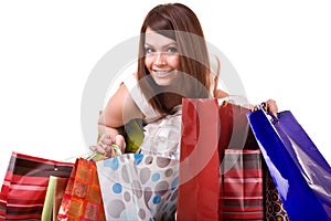 Shopping girl with group bag.