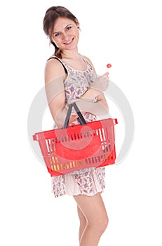 Shopping girl with lollipop