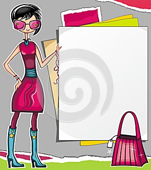 Shopping girl showing paper