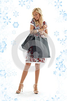 Shopping girl with snowflakes #3