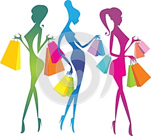 Shopping girls silhouettes