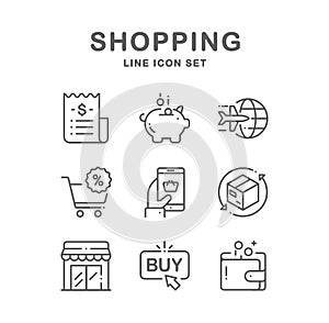 Shopping icon set grey color, use for web and company logo