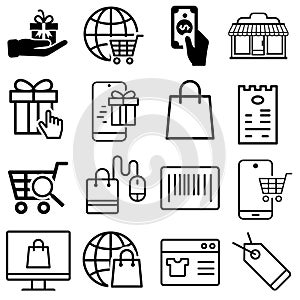 Shopping icon vector. E-commerce illustration sign. eshop symbol. photo