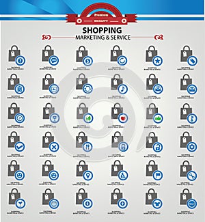 Shopping icons,Blue version