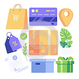 Shopping icons set. Flat illustration of shopping icons set for web design.