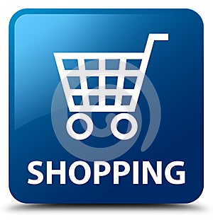 Shopping blue square button