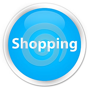 Shopping premium cyan blue round button