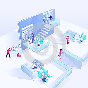 Shopping isometric vector illustration