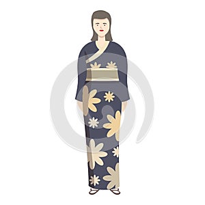 Shopping kimono icon cartoon vector. Asian woman