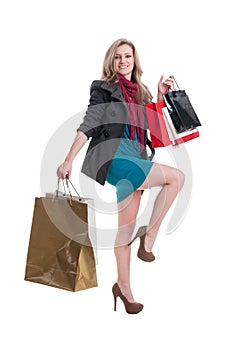 Shopping lady with beautiful legs