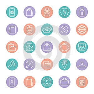Shopping line and block style icon set vector design