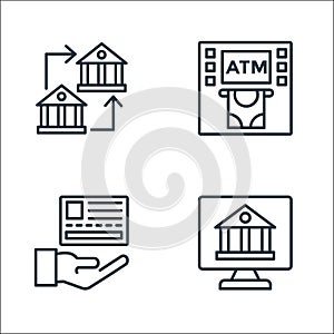 shopping line icons line icons. linear set. quality vector line set such as internet banking, card payment, atm machine