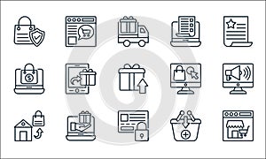 shopping line icons line icons. linear set. quality vector line set such as online shopping, secure payment, online shopping, add