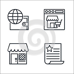 Shopping line icons line icons. linear set. quality vector line set such as wishlist, shop, online shopping