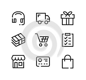 Shopping line icons set. Modern linear symbols, simple outline elements collection. Vector line icons