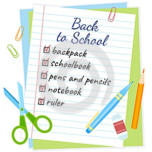 Shopping list back to school vector design.