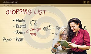 Shopping List Notes Groceries Refrigerated Concept photo