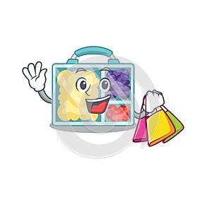 Shopping lunch box isolated with the mascot