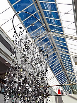 Shopping Mall Glass Ceiling and Silver Christmas Decoration