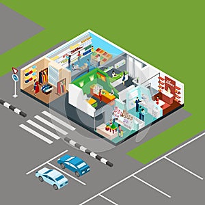 Shopping Mall Isometric Concept