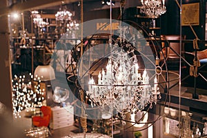 Shopping mall lighting, artificial interior lighting, chandelier shop