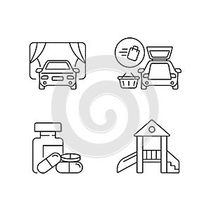 Shopping mall products and services pixel perfect linear icons set