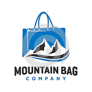 Shopping and mountain bag logo design